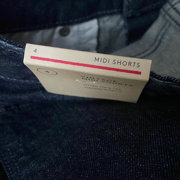 Universal Thread Vintage Stretch Midi Shorts Retro Dark Blue Jean Copper Accents - Picture 10 of 10